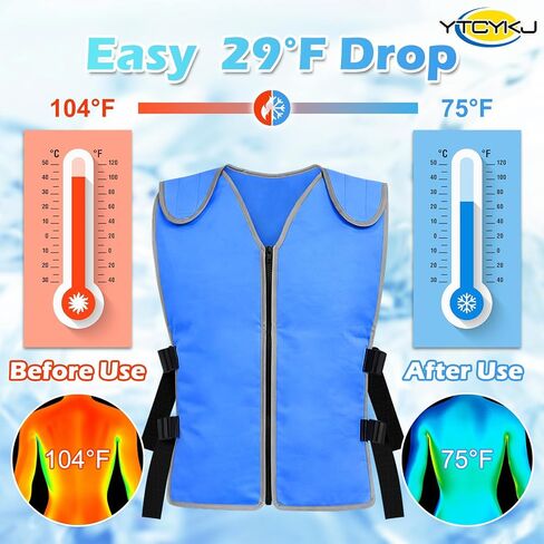 Cooling Ice Vest for Men & Women - Ice Reflective Vest, No Ice Packs or Electricity Needed | Adjustable Lightweight Ice Vest, S-XXL, Ideal for Sports, Work & Heat Stress in Saudi Arabia