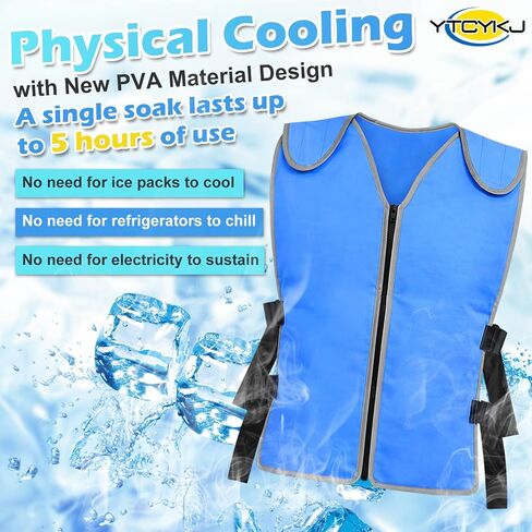 Cooling Ice Vest for Men & Women - Ice Reflective Vest, No Ice Packs or Electricity Needed | Adjustable Lightweight Ice Vest, S-XXL, Ideal for Sports, Work & Heat Stress in Saudi Arabia