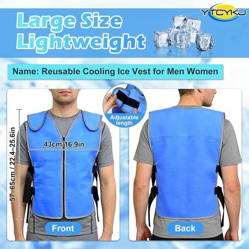 Cooling Ice Vest for Men & Women - Ice Reflective Vest, No Ice Packs or Electricity Needed | Adjustable Lightweight Ice Vest, S-XXL, Ideal for Sports, Work & Heat Stress in Saudi Arabia