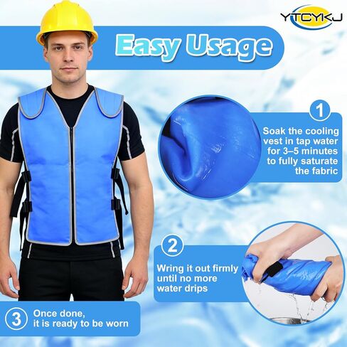 Cooling Ice Vest for Men & Women - Ice Reflective Vest, No Ice Packs or Electricity Needed | Adjustable Lightweight Ice Vest, S-XXL, Ideal for Sports, Work & Heat Stress in Saudi Arabia