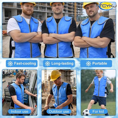 Cooling Ice Vest for Men & Women - Ice Reflective Vest, No Ice Packs or Electricity Needed | Adjustable Lightweight Ice Vest, S-XXL, Ideal for Sports, Work & Heat Stress in Saudi Arabia