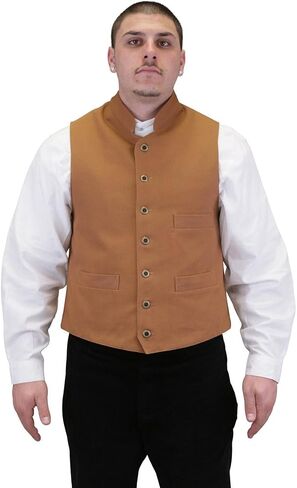 Historical Emporium Men's Commander Cotton Casual Work Vest, Victorian Old West Edwardian Waistcoat in Saudi Arabia