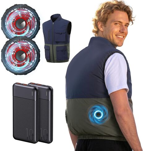 JIAE Cooling Vest with 2 pcs Battery Pack, 3 Fan Modes Air Conditioner Clothes for Construction, Outdoor Work & Activity in Saudi Arabia