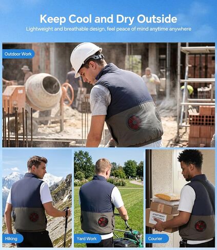 JIAE Cooling Vest with 2 pcs Battery Pack, 3 Fan Modes Air Conditioner Clothes for Construction, Outdoor Work & Activity in Saudi Arabia