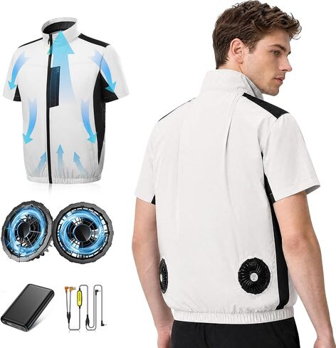 Cooling Vest for Men Women with 2 Fans, Cooling Jacket with 30000mAh Battery Pack for Outdoor Activities in Saudi Arabia