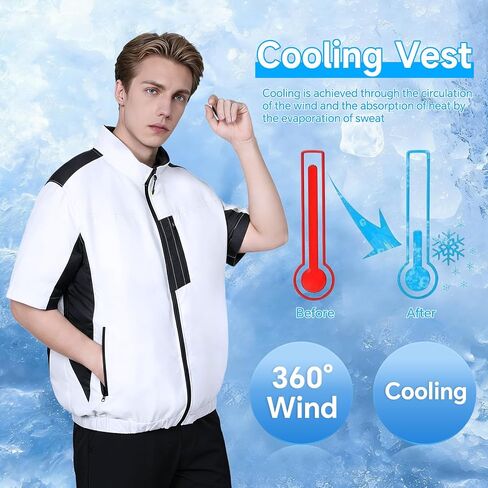 Cooling Vest for Men Women with 2 Fans, Cooling Jacket with 30000mAh Battery Pack for Outdoor Activities in Saudi Arabia
