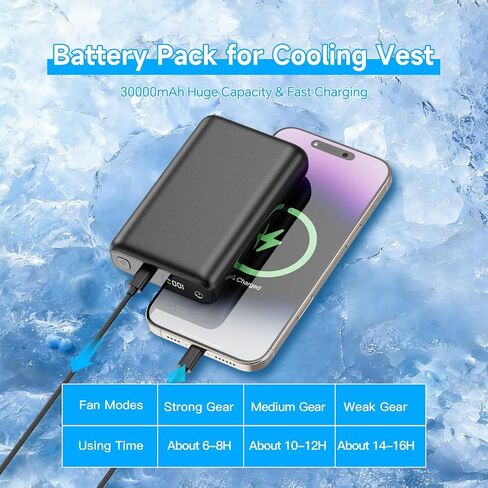 Cooling Vest for Men Women with 2 Fans, Cooling Jacket with 30000mAh Battery Pack for Outdoor Activities in Saudi Arabia