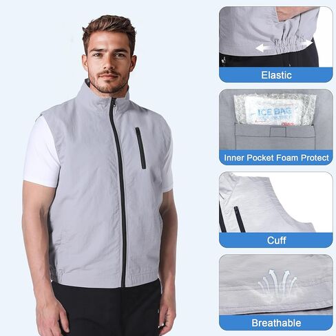 Cooling Vest for Men & Women Ice Vest with 16 Auto-Absorbing Ice Packs Lightweight Cold Vest for Hot Weather Outdoor in Saudi Arabia