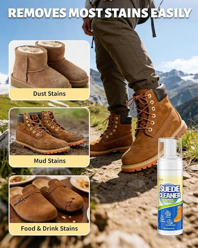 Jevvu Suede Shoe Cleaner, Suede Cleaning Kit with Brush & Towel for Suede, Nubuck, Leather, Boots, Trainer in Kuwait