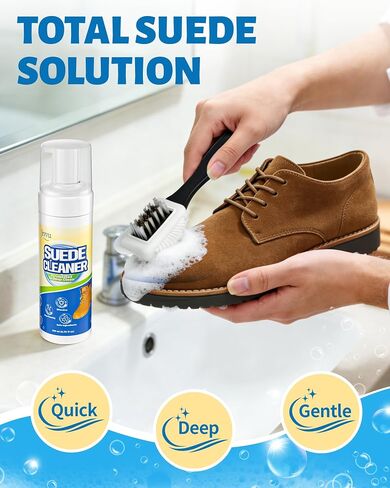 Jevvu Suede Shoe Cleaner, Suede Cleaning Kit with Brush & Towel for Suede, Nubuck, Leather, Boots, Trainer in Kuwait