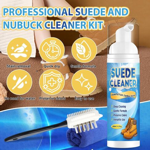 Suede Shoe Cleaner, Suede Cleaner for Shoes With Brush & Towel, Foam Deep Suede Cleaning Kit for Nubuck, Leather in Saudi Arabia