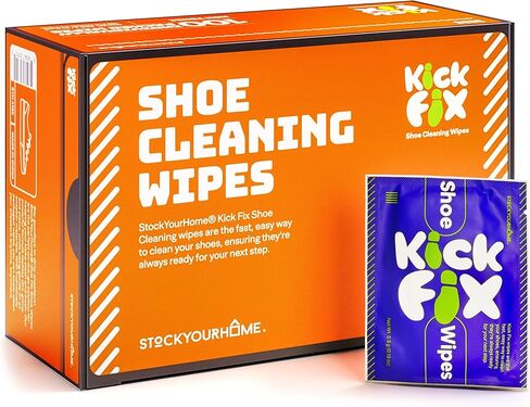 Stock Your Home KickFix Shoe Wipes (100 Pack) Shoe Cleaning Wipes for Sneakers, Leather, Canvas & Suede, Sneaker Cleaner Wipes for White Shoes, Travel Shoe Care in Kuwait
