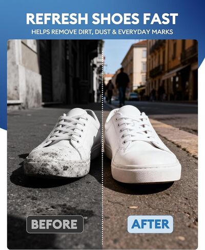 Jevvu Shoe Wipes, 35 Individually Wrapped Sneaker Cleaning Wipes for White Shoes, Dual-Textured, Waterless in Kuwait