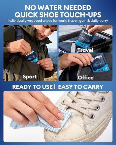 Jevvu Shoe Wipes, 35 Individually Wrapped Sneaker Cleaning Wipes for White Shoes, Dual-Textured, Waterless in Kuwait