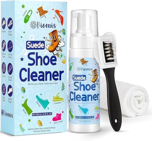 Suede Shoe Cleaner Kit - 200ml (6.76oz) Professional Suede & Nubuck Cleaner with Specialized Brush & Microfiber Towel - Waterless Cleaning Solution for Boots, Sneakers, Handbags and Jackets in Saudi Arabia