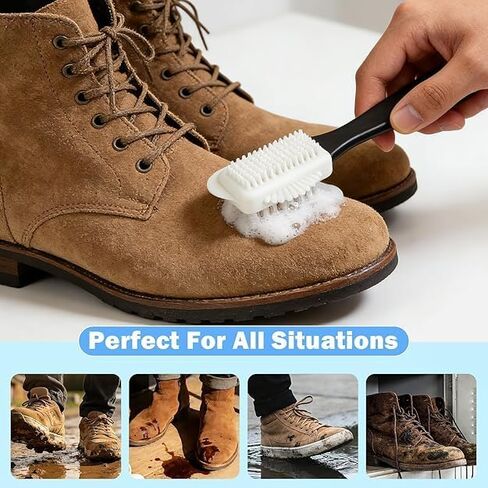 Suede Shoe Cleaner Kit - 200ml (6.76oz) Professional Suede & Nubuck Cleaner with Specialized Brush & Microfiber Towel - Waterless Cleaning Solution for Boots, Sneakers, Handbags and Jackets in Saudi Arabia