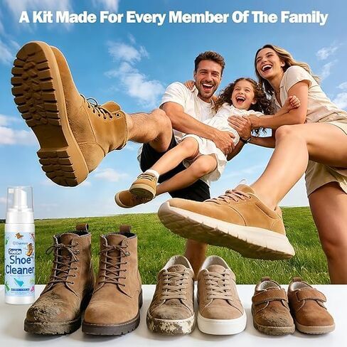 Suede Shoe Cleaner Kit - 200ml (6.76oz) Professional Suede & Nubuck Cleaner with Specialized Brush & Microfiber Towel - Waterless Cleaning Solution for Boots, Sneakers, Handbags and Jackets in Saudi Arabia