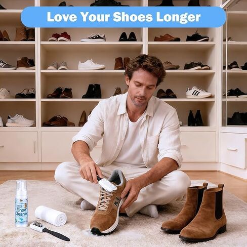 Suede Shoe Cleaner Kit - 200ml (6.76oz) Professional Suede & Nubuck Cleaner with Specialized Brush & Microfiber Towel - Waterless Cleaning Solution for Boots, Sneakers, Handbags and Jackets in Saudi Arabia