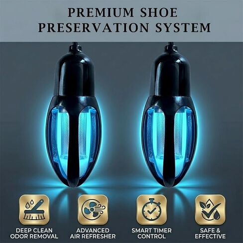 UV-C Shoe Sanitizer & Deodorizer, 253.7nm Ozone-Free UV Light, 360° Coverage, Smart 3-Timer 15/30/60Min, For All Shoes & Boots in Kuwait