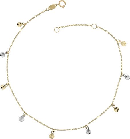 Kooljewelry خلخال من الذهب عيار 10 قيراط متدلي بقطع الماس (يمكن تعديله إلى 9 أو 10 بوصة) in Kuwait