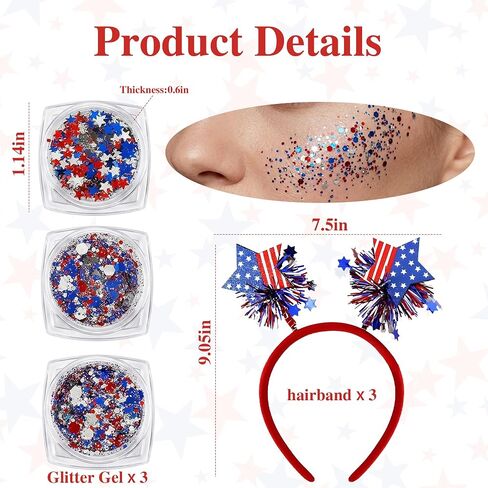 4th of July Accessories Set Patriotic Party Favors with Headbands Necklaces Sunglasses for Independence Day in Saudi Arabia