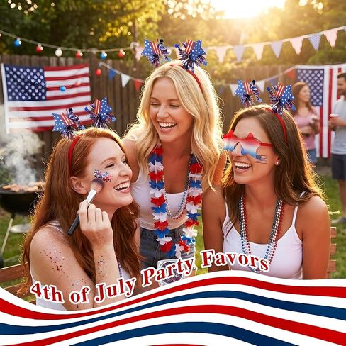 4th of July Accessories Set Patriotic Party Favors with Headbands Necklaces Sunglasses for Independence Day in Saudi Arabia