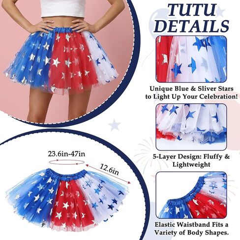 8pcs 4th of July Tutu Set for Women Patriotic Tutu Skirt Headband Sunglasses Socks Wrist Cuffs Necklaces for 4th of July Party in Kuwait