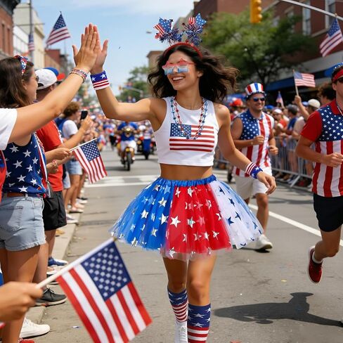 8pcs 4th of July Tutu Set for Women Patriotic Tutu Skirt Headband Sunglasses Socks Wrist Cuffs Necklaces for 4th of July Party in Kuwait