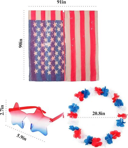 4th of July Outfits for Women - Patriotic American Flag Kimono Cover Up Accessories Set Fourth of July Outfit with Star Glasses Lei in Saudi Arabia