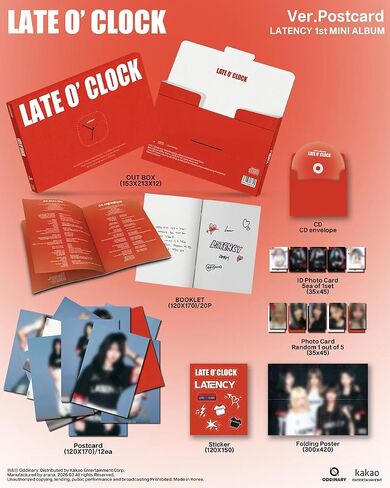 LATENCY LATE O’ CLOCK 1st Mini Album [Postcard Ver.] Booklet + CD + Postcard Set + Photocard + ID Card Set + Folding Poster (SAY LOVE) in Kuwait