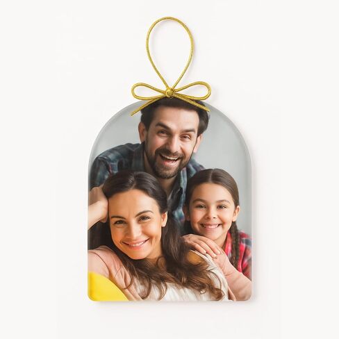 Glass Custom Photo Ornament, Arch, USA Made|Holiday Keepsake Wedding,Bridal Shower Gift for Couple, Family, Personalized Christmas Ornaments 2025|Hanging Christmas Tree Decoration in Saudi Arabia