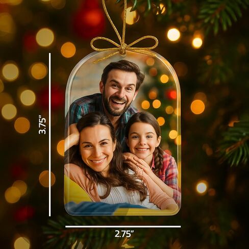 Glass Custom Photo Ornament, Arch, USA Made|Holiday Keepsake Wedding,Bridal Shower Gift for Couple, Family, Personalized Christmas Ornaments 2025|Hanging Christmas Tree Decoration in Saudi Arabia