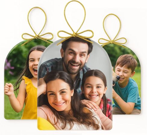 Glass Custom Photo Ornament, Arch-Pack of 3, USA Made| Holiday Keepsake Wedding,Bridal Shower Gift for Couple, Family, Personalized Christmas Ornaments 2025|Hanging Décor in Saudi Arabia