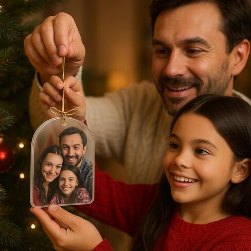 Glass Custom Photo Ornament, Arch-Pack of 3, USA Made| Holiday Keepsake Wedding,Bridal Shower Gift for Couple, Family, Personalized Christmas Ornaments 2025|Hanging Décor in Saudi Arabia