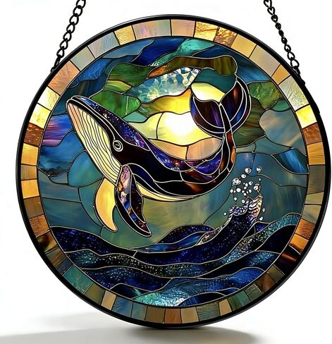 Stained Glass Window Hanging,Lily of The Valley Sun Catchers Ornament,Diamond Glass Panel Hangings,Green Plants Suncatcher Decor for Birthday for Women, Men, Mom and Grandma 6.3 in in Kuwait
