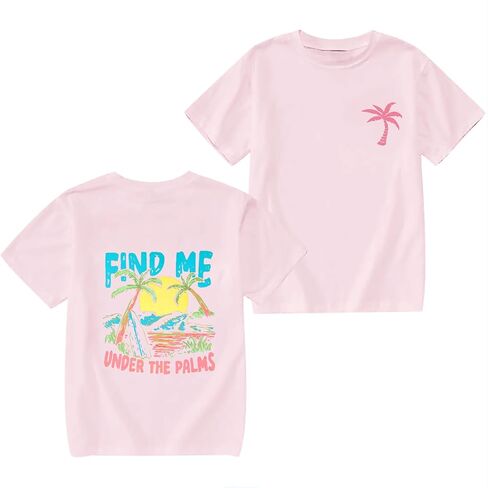 Hawaiian Shirts for Girls Cute Palm Tree Graphic Tees Kids Salty Beach Tops Trendy Preppy Summer Vacation Outfits in Saudi Arabia