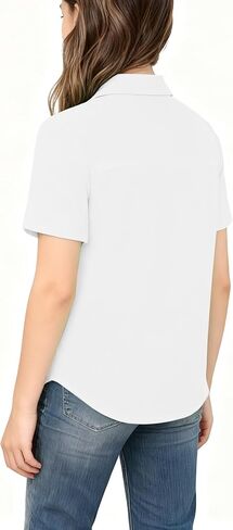Girls Button Down Shirts Kids Short Sleeve Dress Shirts School Uniform Blouse 7-14 Years in Kuwait