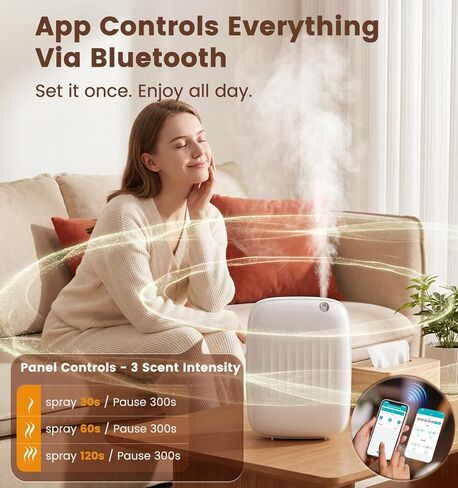 Ziweo Waterless Essential Oil Diffuser - Whole-Home Scent Cold Air Diffuser Up to 3000sq.ft for Large Home Office Hotel - Adjustable Intensity & Time, App & Panel Control - Quiet, Wall Amount - 400ml in Saudi Arabia