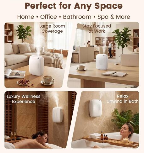 Ziweo Waterless Essential Oil Diffuser - Whole-Home Scent Cold Air Diffuser Up to 3000sq.ft for Large Home Office Hotel - Adjustable Intensity & Time, App & Panel Control - Quiet, Wall Amount - 400ml in Saudi Arabia