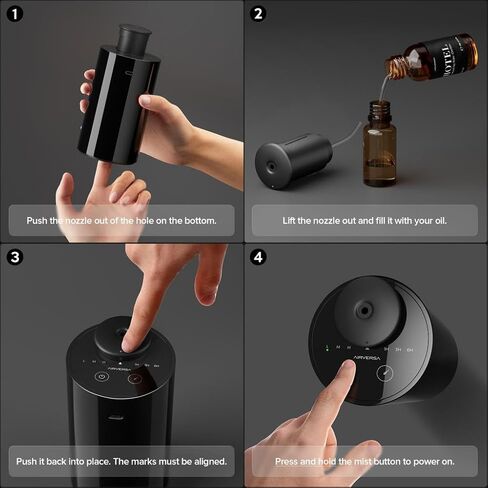 Airversa Waterless Essential Oil Diffuser Starter Kit with 30mL Hotel Fragrance Oil Inspired by Ritz-C., Battery Operated Car Diffuser, Portable Aroma Nebulizer for Home Car Office, AN6Kit-B, Black in Saudi Arabia