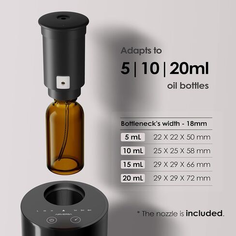 Airversa Waterless Essential Oil Diffuser Starter Kit with 30mL Hotel Fragrance Oil Inspired by Ritz-C., Battery Operated Car Diffuser, Portable Aroma Nebulizer for Home Car Office, AN6Kit-B, Black in Saudi Arabia