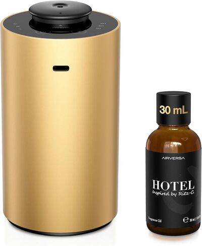 Airversa Waterless Essential Oil Diffuser Starter Kit with 30mL Hotel Fragrance Oil Inspired by Ritz-C., Battery Operated Car Diffuser, Portable Aroma Nebulizer for Home Car Office, AN6Kit-B, Black in Saudi Arabia