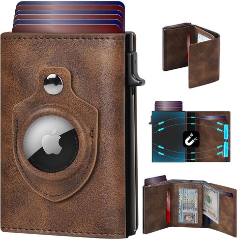 GAOCHALE Mens Wallet for Samsung Smarttag2 Pop up Card Holder Compatible with Samsung Tag RFID Blocking Wallet for Men 10-14 Card Capacity | ID Window | Cash Slot(Carbon)(Smarttag2 Not Included) in Kuwait