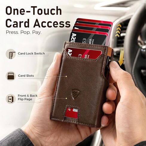 RUNBOX Wallet for Men 9-13 Cards RFID Blocking Aluminum Pop Up Card Holder with ID Window & Stretchable Cash Slot - Minimalist Smart Mens Wallet, Gifts for Men in Saudi Arabia