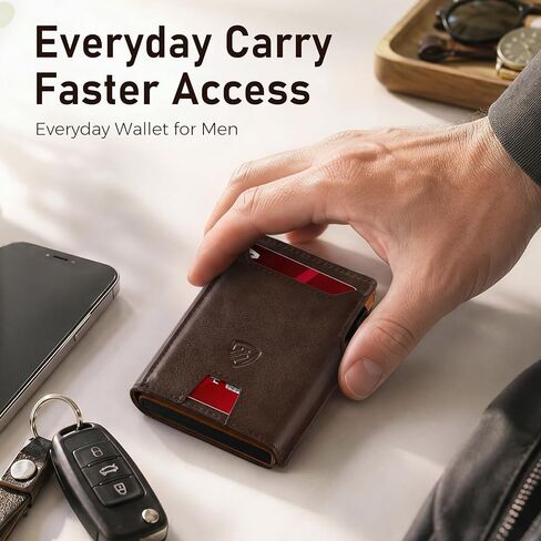 RUNBOX Wallet for Men 9-13 Cards RFID Blocking Aluminum Pop Up Card Holder with ID Window & Stretchable Cash Slot - Minimalist Smart Mens Wallet, Gifts for Men in Saudi Arabia