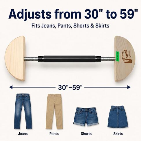 Tang's Heavy Duty Pant Stretcher for Jeans, Adjustable Waistband Stretcher 30 to 59 Inches, Solid Wood and Aluminum Alloy Waist Expander for Men and Women, Pants, Shorts and Skirts in Saudi Arabia