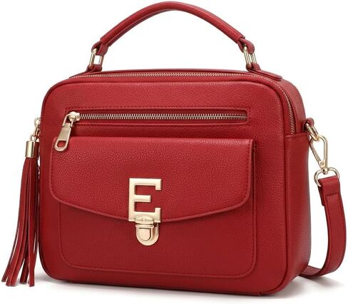 Red Leather Crossbody Bag for Women - Elegant Small Satchel Handbag with Adjustable Strap & Top Handle in Saudi Arabia