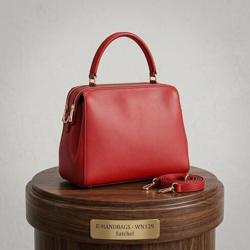 Red Leather Crossbody Bag for Women - Elegant Small Satchel Handbag with Adjustable Strap & Top Handle in Saudi Arabia