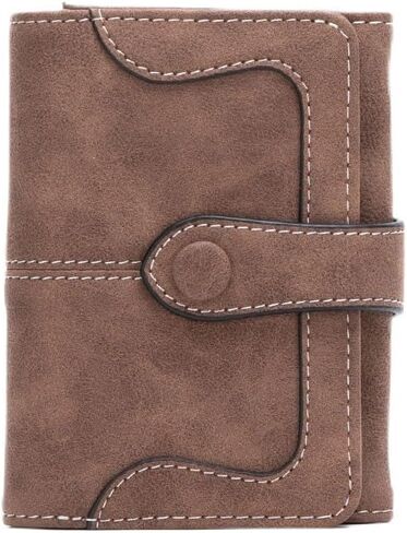 Women's Small Genuine Leather Wristlet Wallet Bifold with ID Window and Zipper Coin Purse (Coffee) in Kuwait