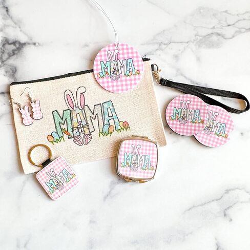 Personalized Wristlet Handbag Easter Gift Set for Women Mom Mama Her Girls Custom Name Handmade in Saudi Arabia